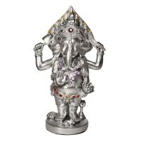 Soška Ganesh resin 16 cm stříbrný stojící