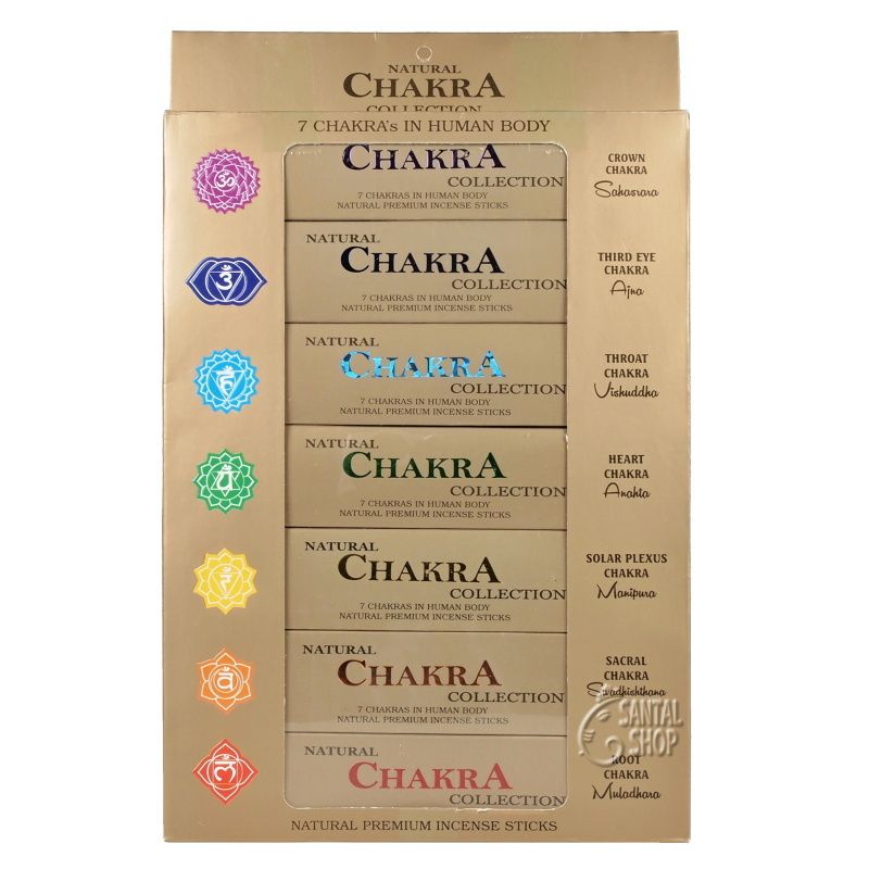 Chakra collection - 7 čaker indické vonné tyčinky sada 7 x 14 ks