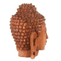 Soška Buddhova hlava dřevo 15 cm