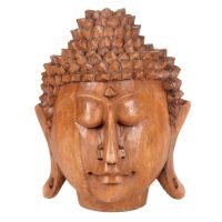 Soška Buddhova hlava dřevo 15 cm