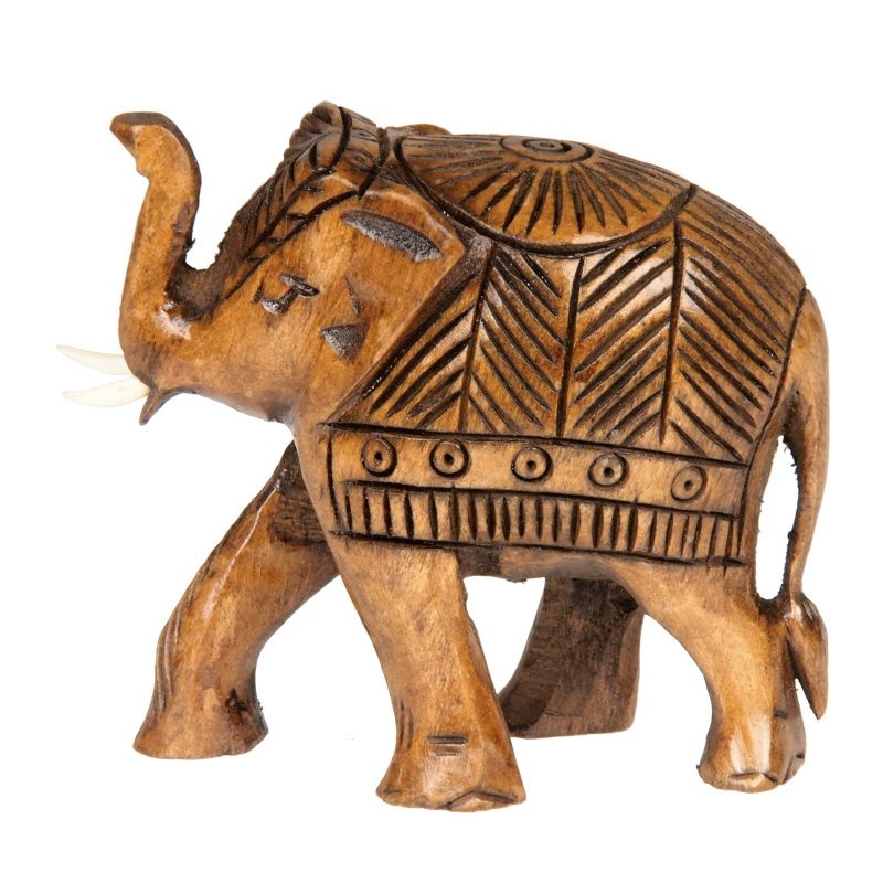 Soška Slon dřevo 7 cm zdobený