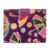 Dámská kožená peněženka Miss Deštníky fialová 12 x 10 cm