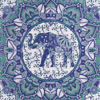 Přehoz na postel indický Elephant Flower fialový 220 x 210 cm