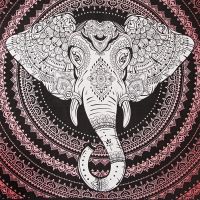 Přehoz na postel indický Ethno Elephant červený 220 x 210 cm