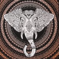 Přehoz na postel indický Ethno Elephant oranžový 220 x 210 cm