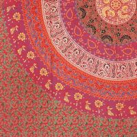 Přehoz na postel indický Flower Mandala červený 220 x 210 cm