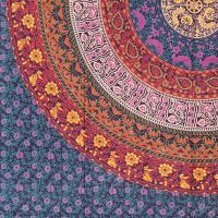 Přehoz na postel indický Flower Mandala fialový 220 x 210 cm