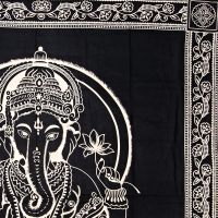 Přehoz na postel indický Ganesh černý 220 x 210 cm