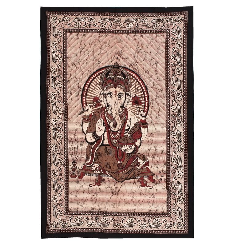 Přehoz na postel indický Ganesh vínový 210 x 140 cm