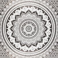 Přehoz na postel indický Lotus Mandala šedý 220 x 210 cm