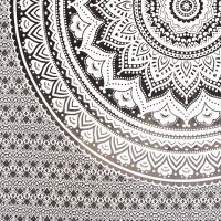 Přehoz na postel indický Lotus Mandala šedý 220 x 210 cm