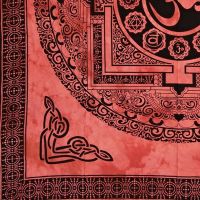 Přehoz na postel indický Om Yantra červený 220 x 210 cm
