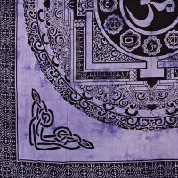 Přehoz na postel indický Om Yantra fialový 220 x 210 cm