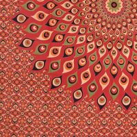 Přehoz na postel indický Peacock Mandala červený 220 x 210 cm