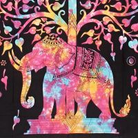 Přehoz na postel indický Slon a strom pestrobarevný 210 x 140 cm