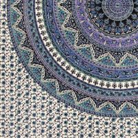Přehoz na postel indický Star Mandala modrý 220 x 210 cm