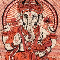 Přehoz na postel indický Ganesh červený 220 x 210 cm