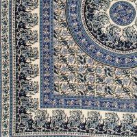 Přehoz na postel indický Paisley Mandala modrý 220 x 210 cm