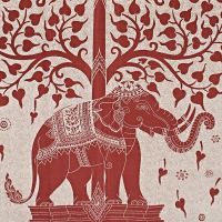 Přehoz na postel indický Slon a strom červený 235 x 210 cm