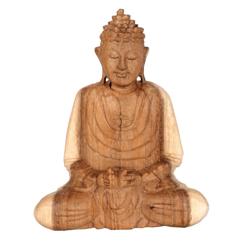 Soška Buddha dřevo 20 cm Dhyan natur