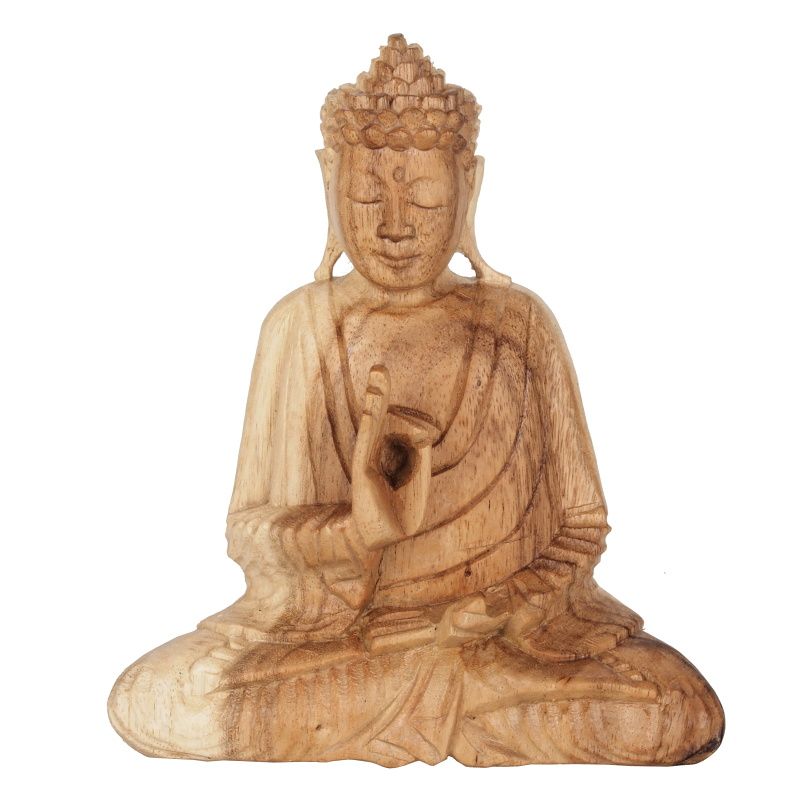 Soška Buddha dřevo 20 cm Vitarka natur