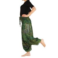Kalhoty turecké harémové Aladin Flower zelené