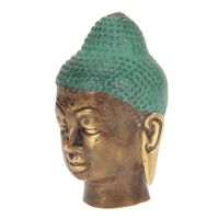 Soška Buddhova hlava kov 7 cm patina