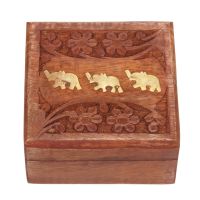Šperkovnice dřevěná 10 x 10 cm sloni