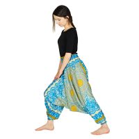 Kalhoty turecké harémové Aladin Mandala modro-žluté