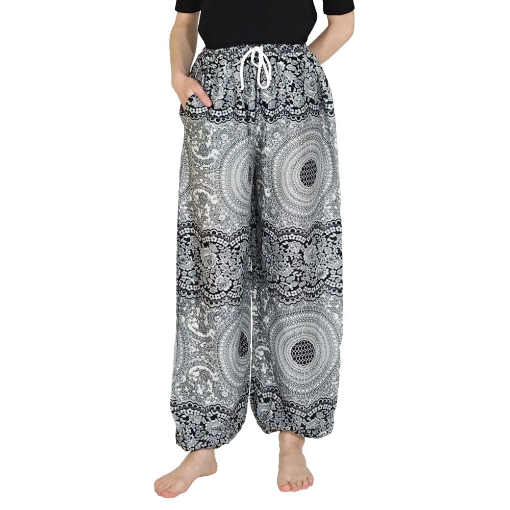 Kalhoty dámské Yoga Mandala černo-bílé
