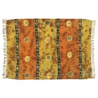 Šátek sarong pareo Mince štěstí hnědo-limetkový se sponou