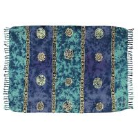 Šátek sarong pareo Mince štěstí modro-fialový se sponou