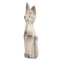 Soška Kočka šedá dřevěná B 27 cm