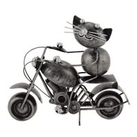 Soška Kočka motorkář kovová 15 cm