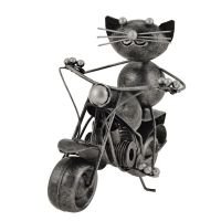 Soška Kočka motorkář kovová 15 cm