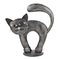 Soška Kočka nahrbená kovová 29 cm