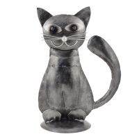 Soška Kočka panáčkující kovová 28 cm
