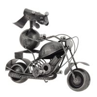 Soška Pes motorkář kovová 15 cm