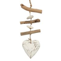 Závěsná dekorace dřevěné Srdce 40 cm bílé malé