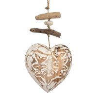 Závěsná dekorace dřevěné Srdce 40 cm vyřezávané