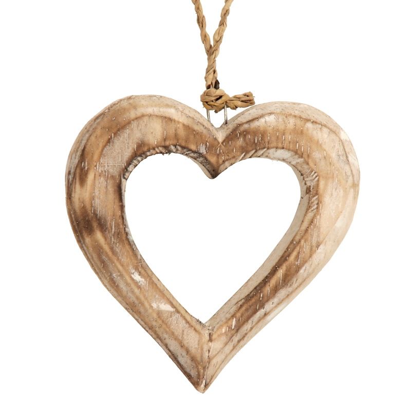 Závěsná dekorace dřevěné Srdce 8 cm natur