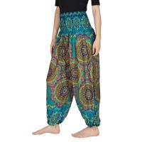 Kalhoty dámské Yoga Mandala azurové
