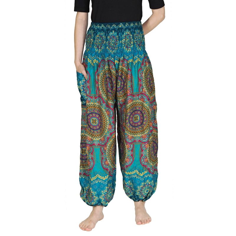Kalhoty dámské Yoga Mandala azurové