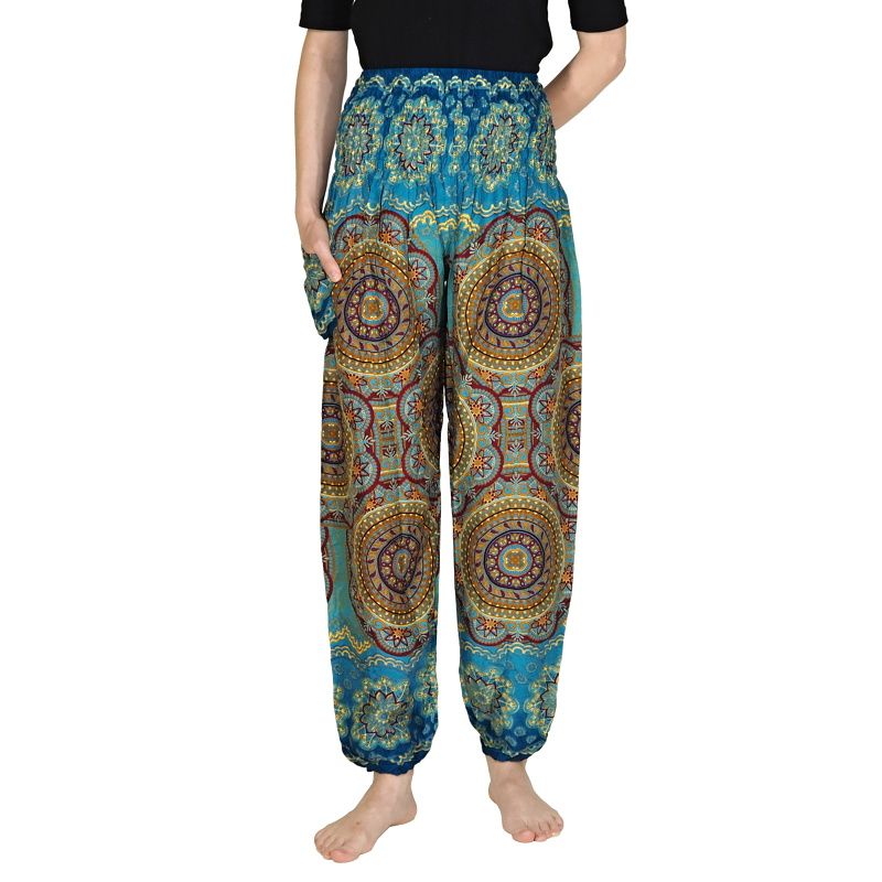 Kalhoty dámské Yoga Mandala tyrkysové