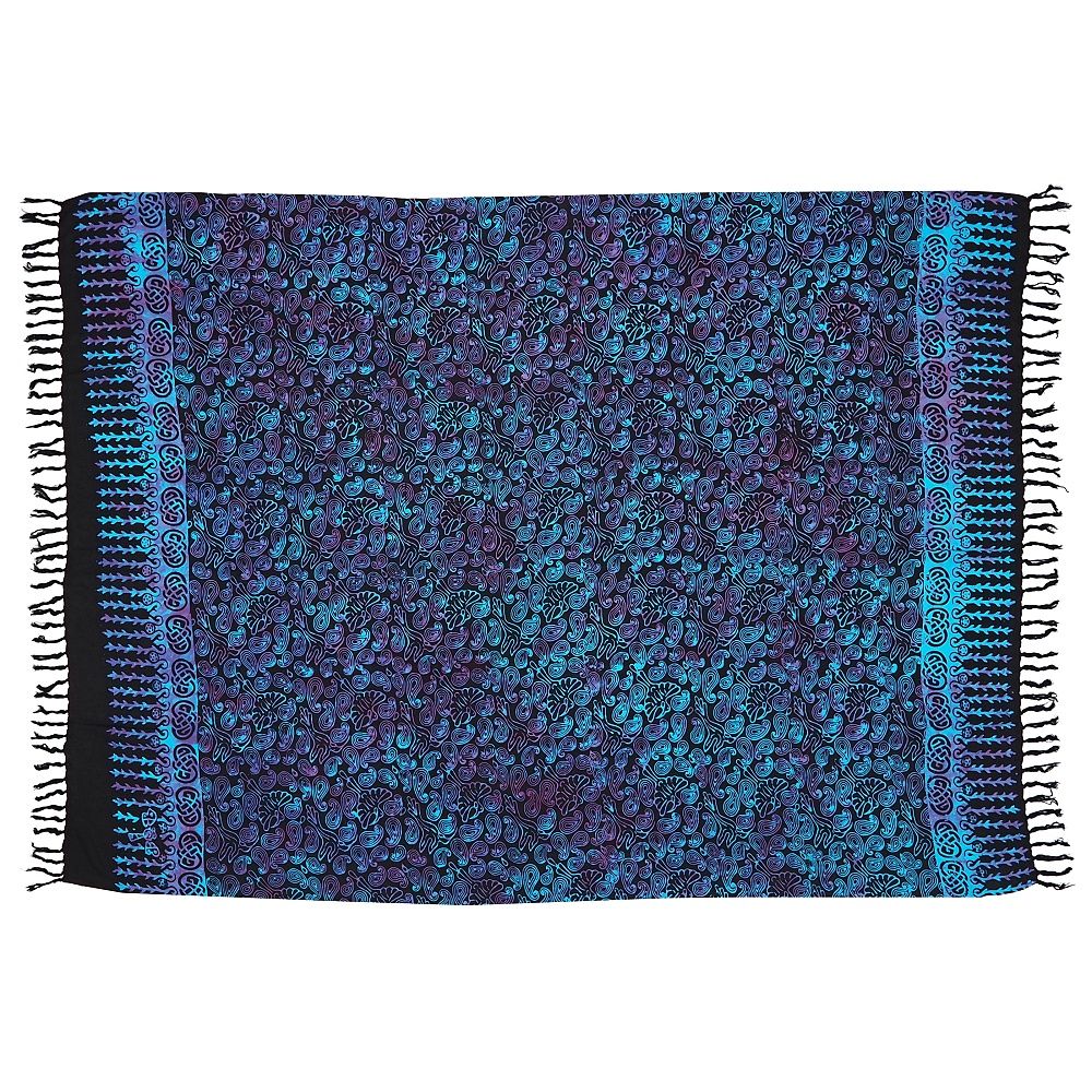 Šátek sarong pareo Kolibřík černo-modro-fialový