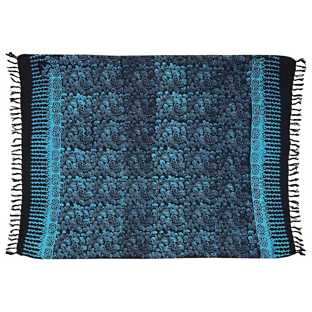Šátek sarong pareo Kolibřík černo-modrý