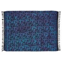 Šátek sarong pareo Lístky černo-modro-fialový
