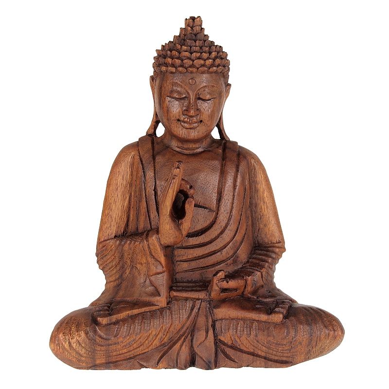 Soška Buddha dřevo 20 cm Vitarka tmavá