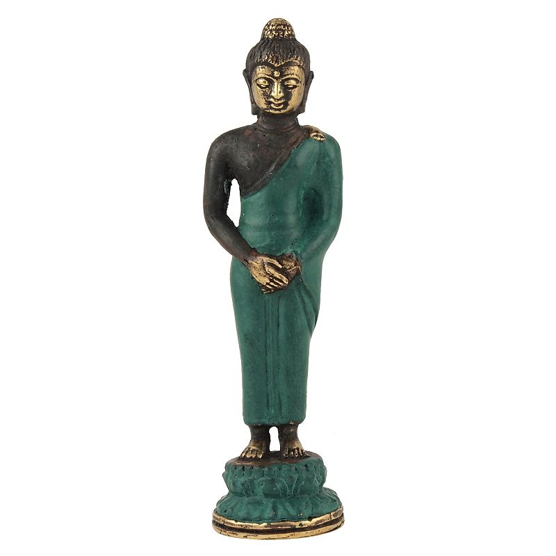 Soška Buddha kov 17 cm stojící