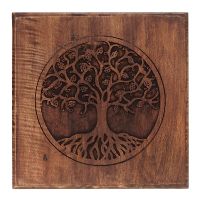 Vyřezávaný dřevěný stolek Strom života 23/30 cm